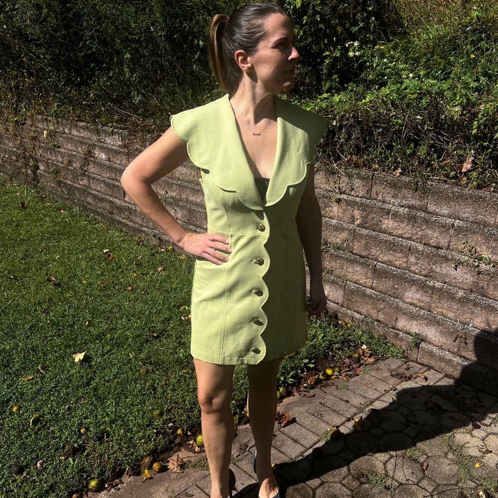 Maeve Scalloped Green Button-Up Dress